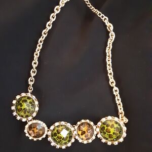 Chic Gold and Green Leopard Necklace